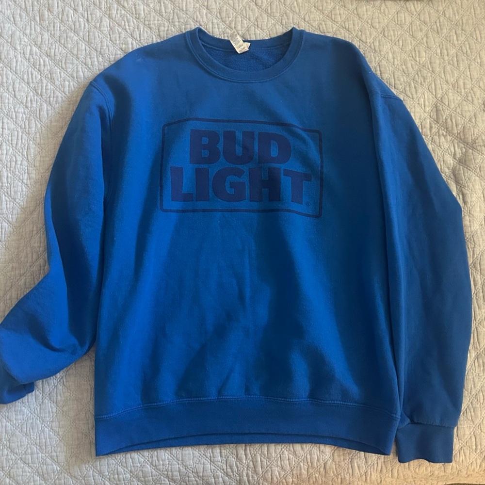 Blue Bud Light crew neck